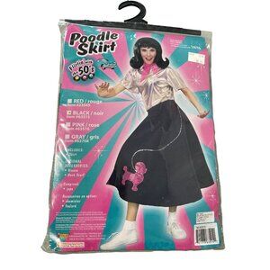 Forum Novelties BLACK Poodle Skirt Adult Size 14/16 50s Costume Party Retro NEW